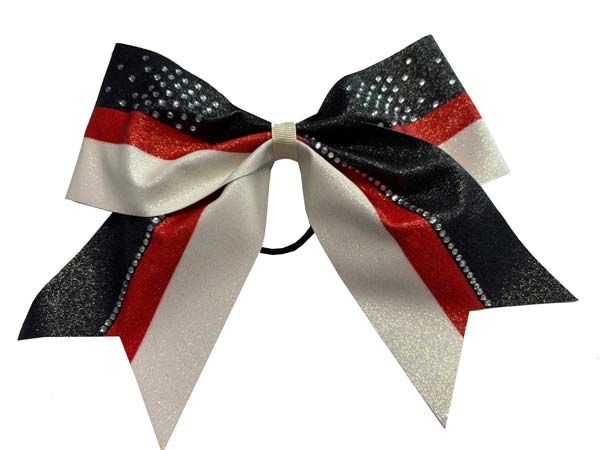White, Red & Black Sparkle Hairbow